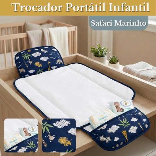 Trocador de Fralda Impermeável Dobrável Retrátil com Bolso